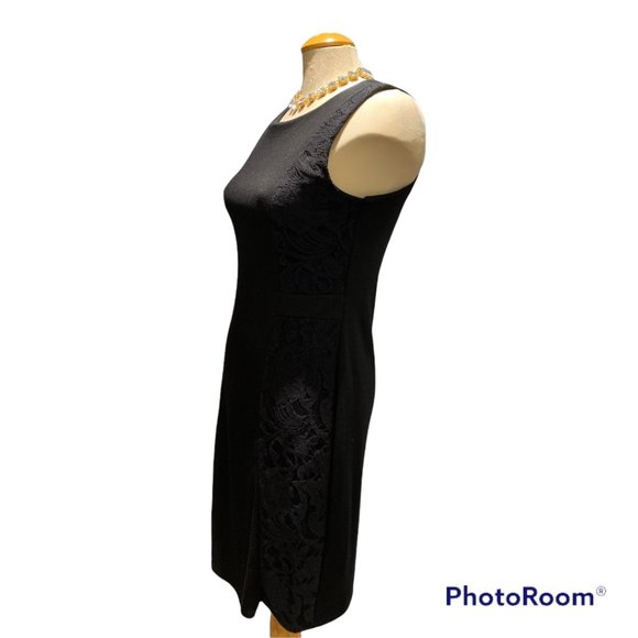 MERONA Little Black Dress Size Medium Simple But Elegant Lace Panels - Picture 6 of 16